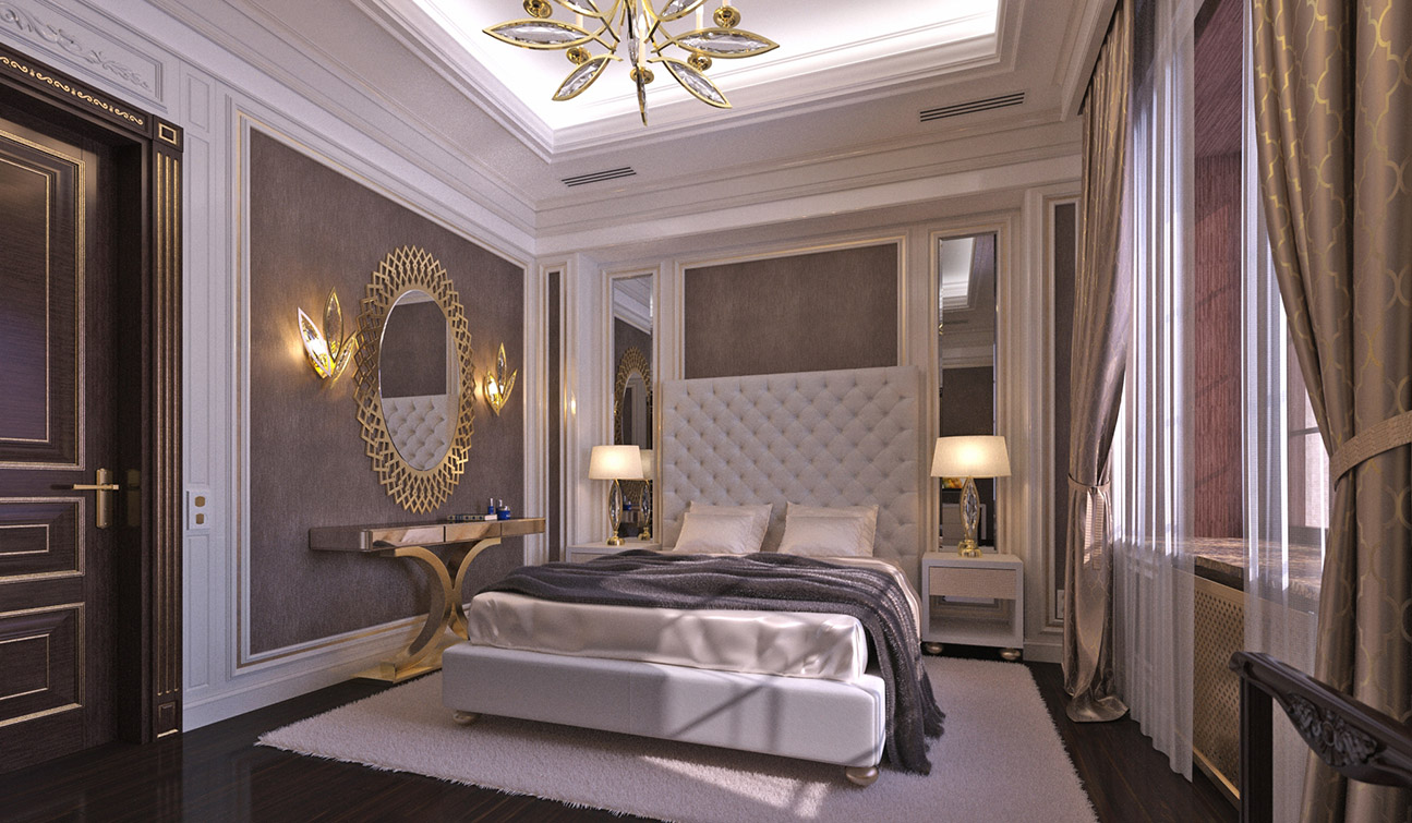 Elegant Guest Bedroom interior in Art Deco style - view #2