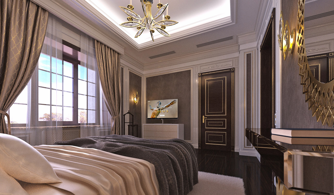 Дизайн интерьера спальни в стиле арт деко