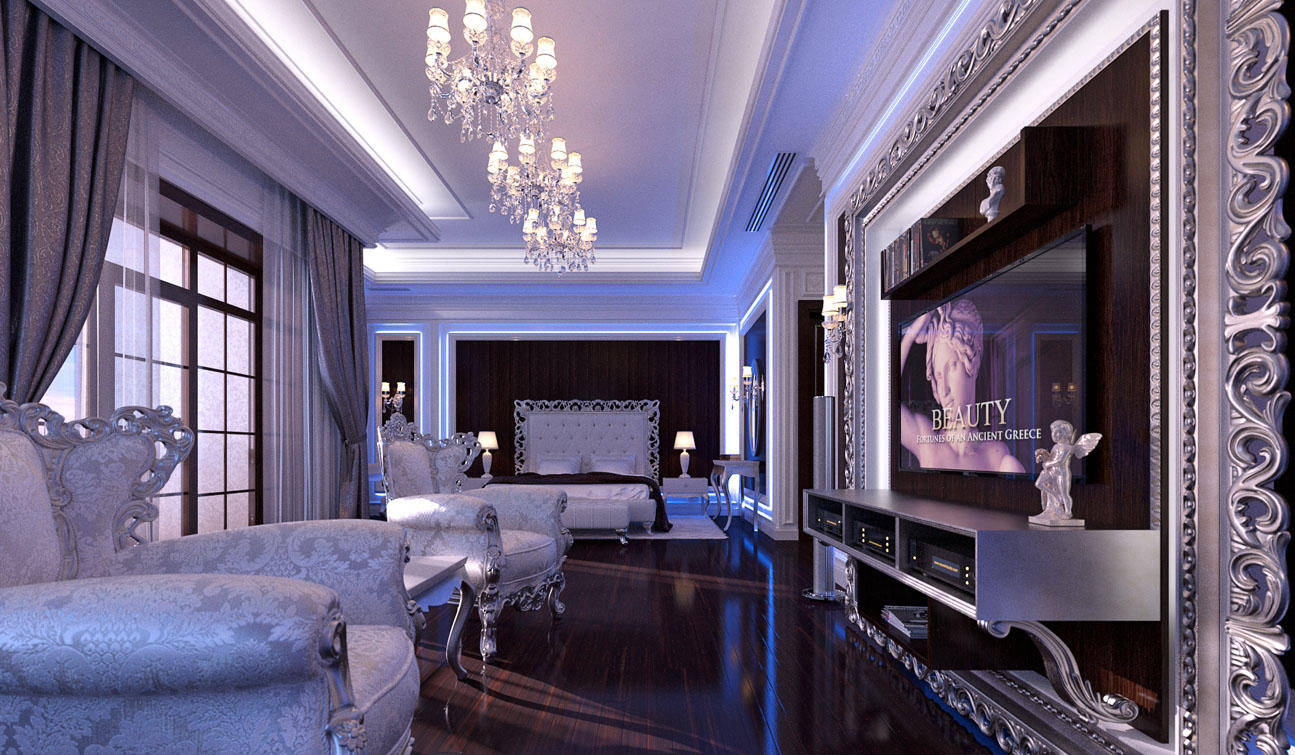 Glamour Bedroom interior in Luxury Neoclassical style image01-1