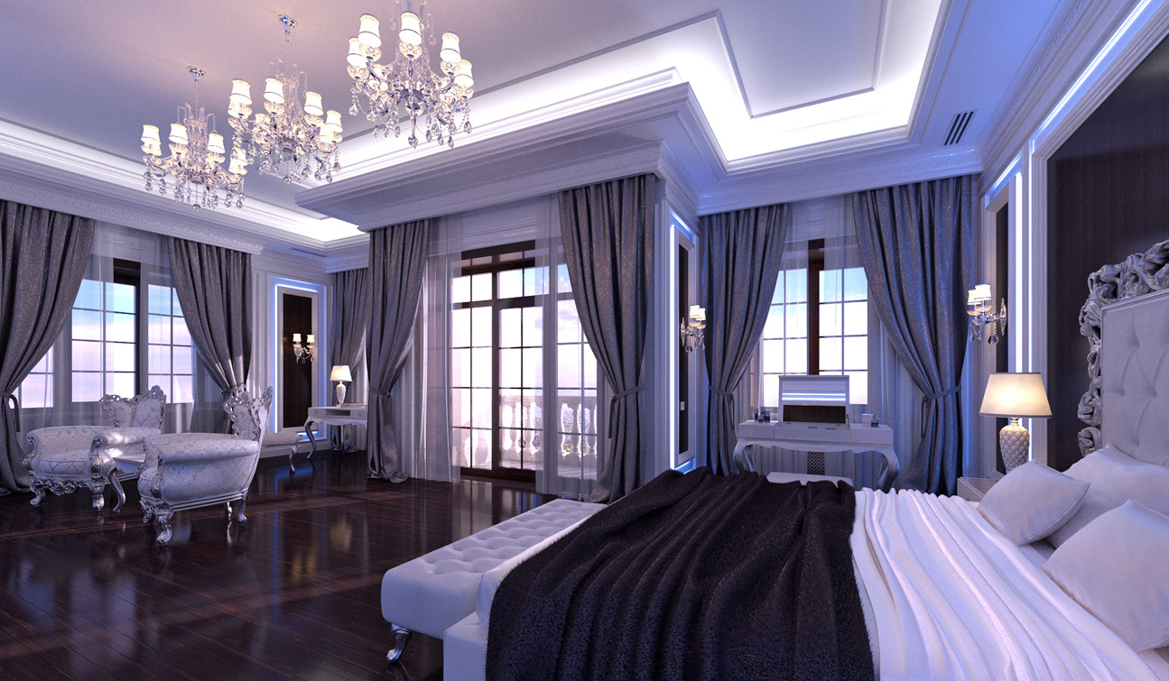 Glamour Bedroom interior in Luxury Neoclassical style image03-1