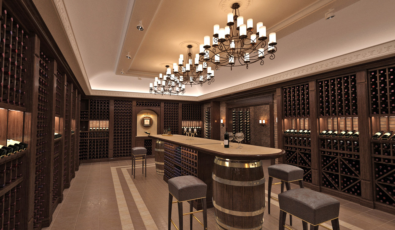 Interior design of a wine cellar in the private residence image01