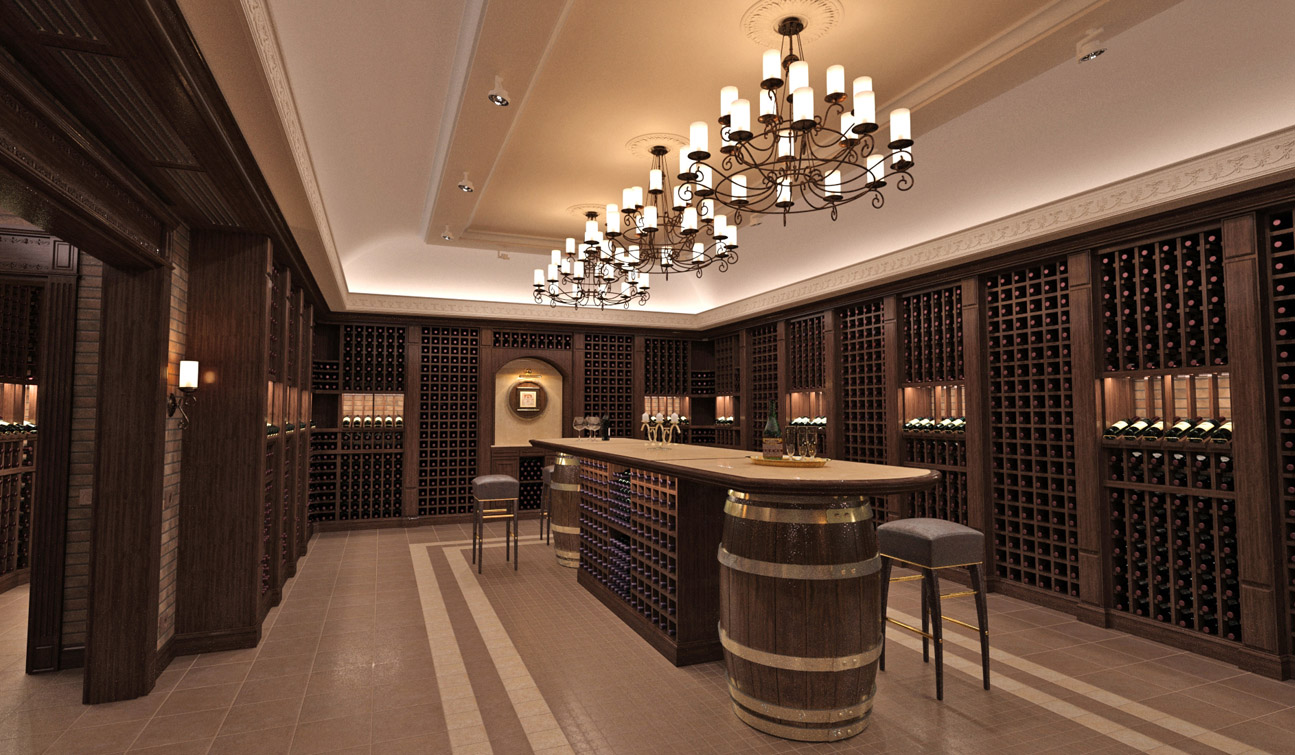 Interior design of a wine cellar in the private residence image04
