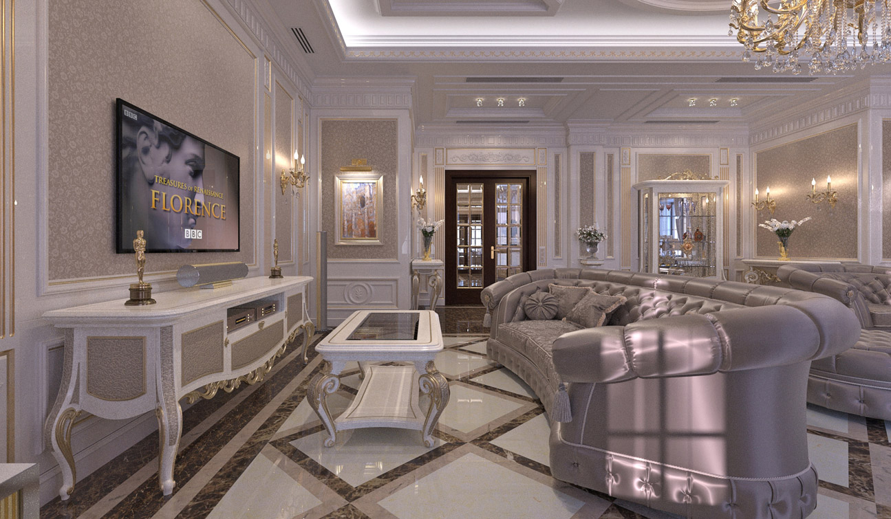 Living Room interior design in elegant Classic style image02