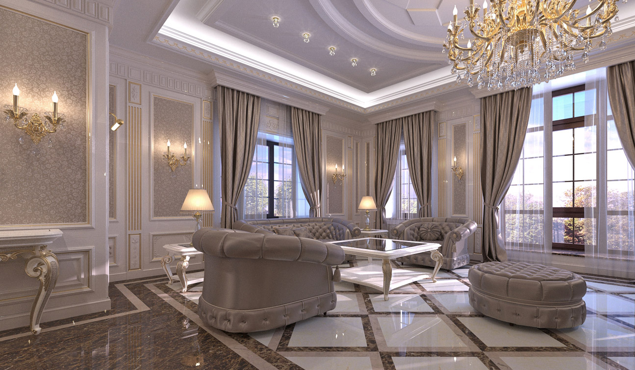 Living Room interior design in elegant Classic style image04