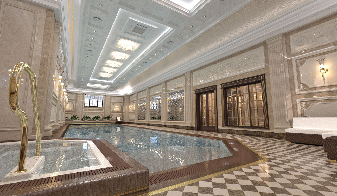 VICWORK STUDIO - Private Swimming Pool interior in Luxury Home Spa