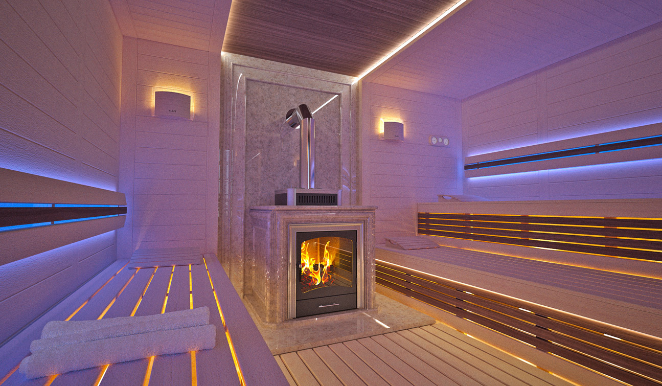 Sauna interior in Luxury Home Spa image01