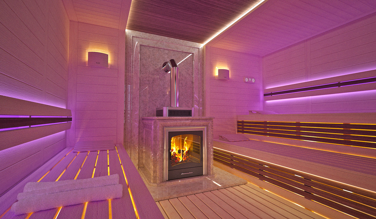 Sauna interior in Luxury Home Spa image02