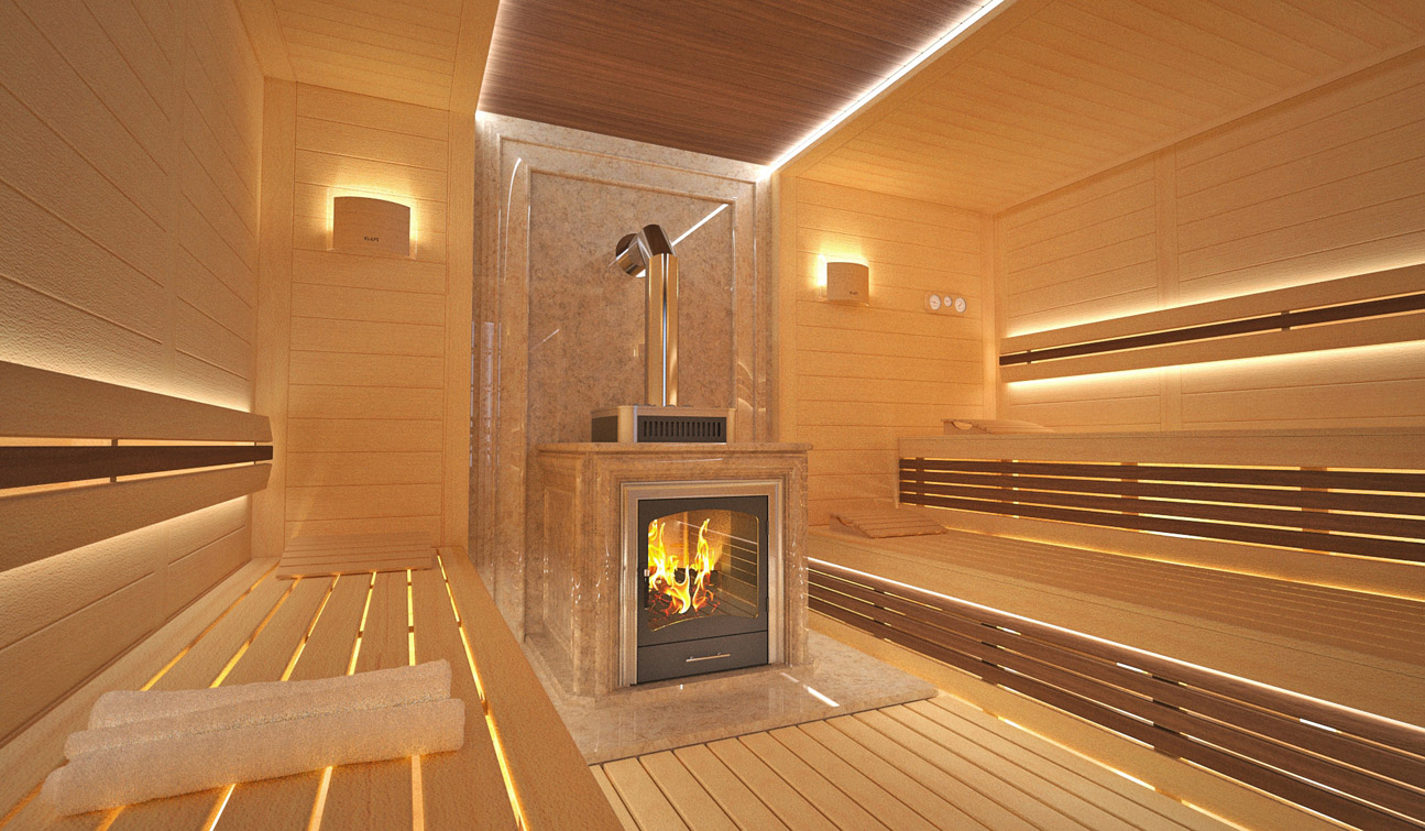 Sauna interior in Luxury Home Spa image03