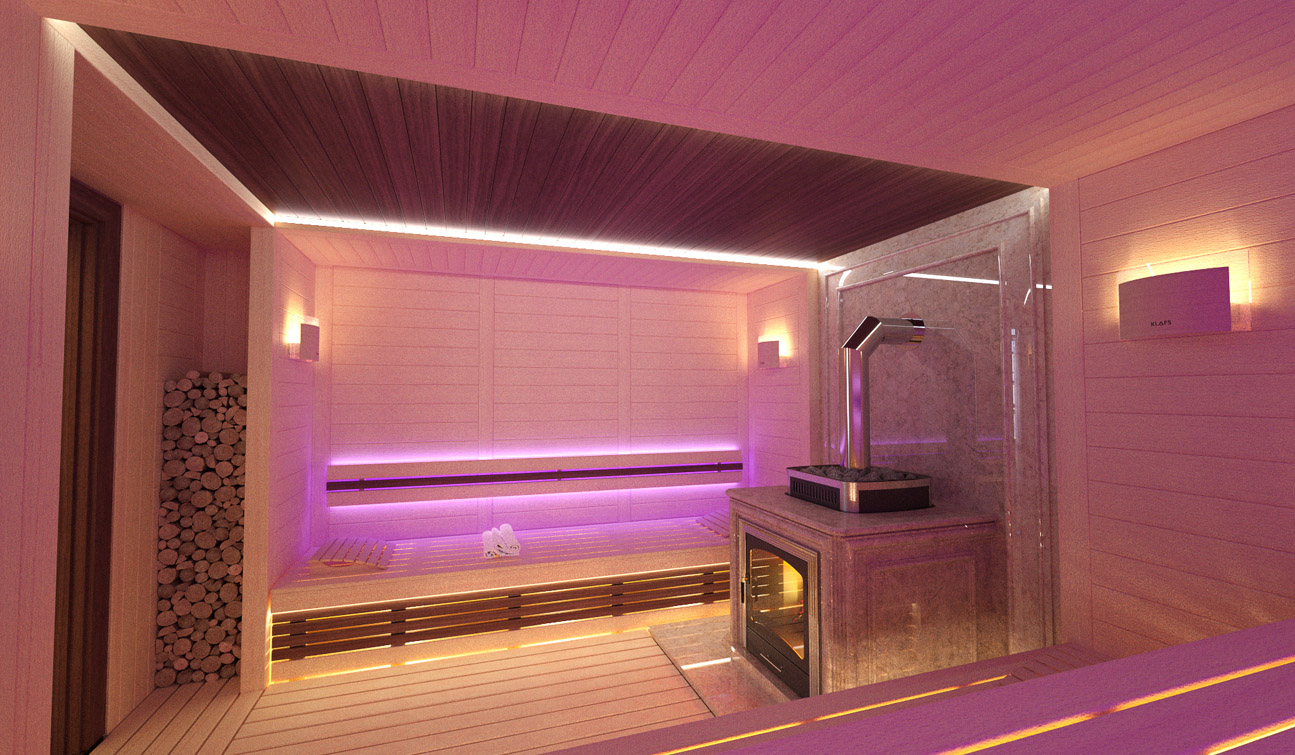 Sauna interior in Luxury Home Spa image06