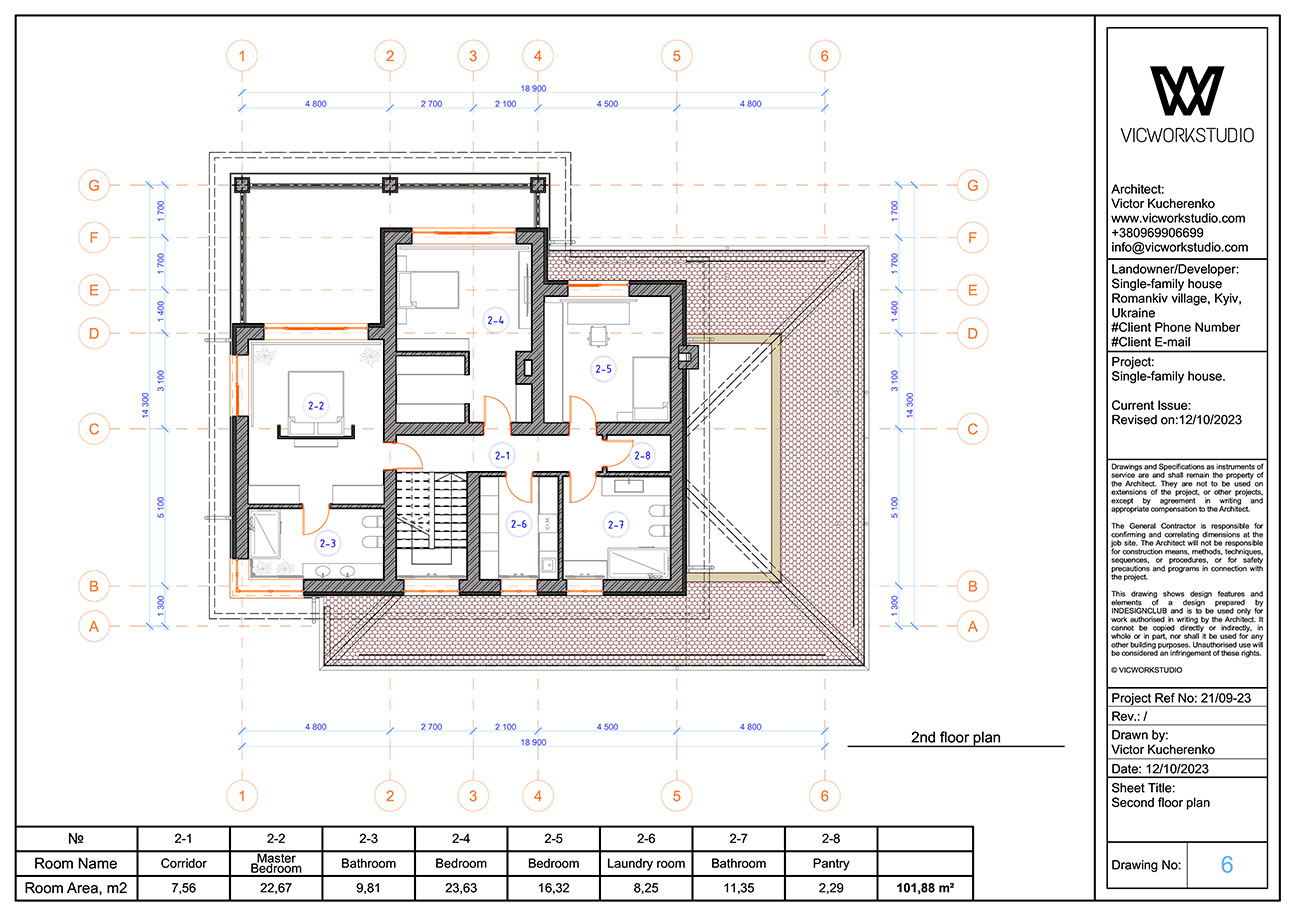 Single-Family House 250 square meter - 2nd floor plan